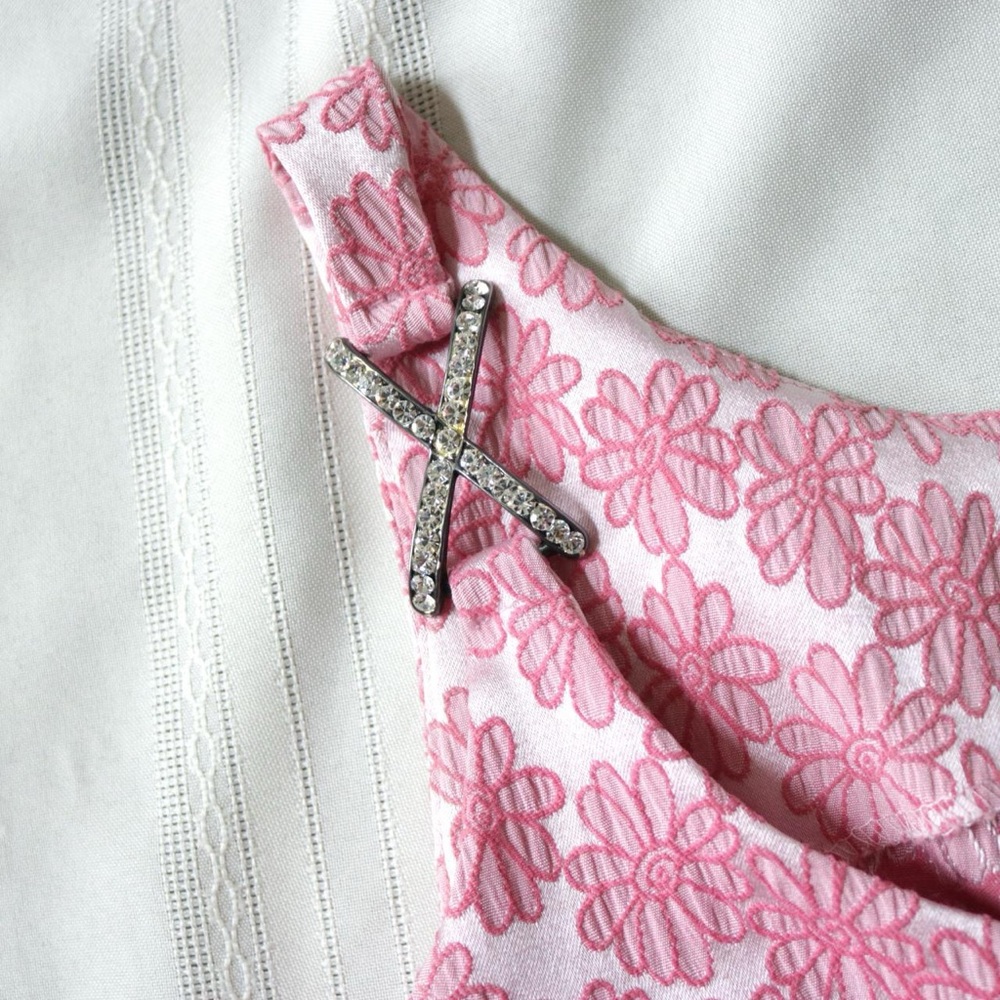 Vintage pink floral two piece skirt and sleeveless top set - Picture 3 of 7